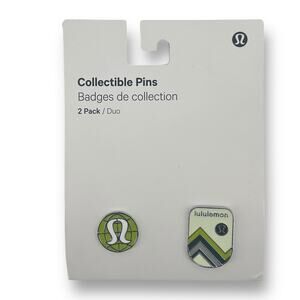 Lululemon Collectible Pins Badges Set Of Two Enamel Logo Mountains Lime Yellow